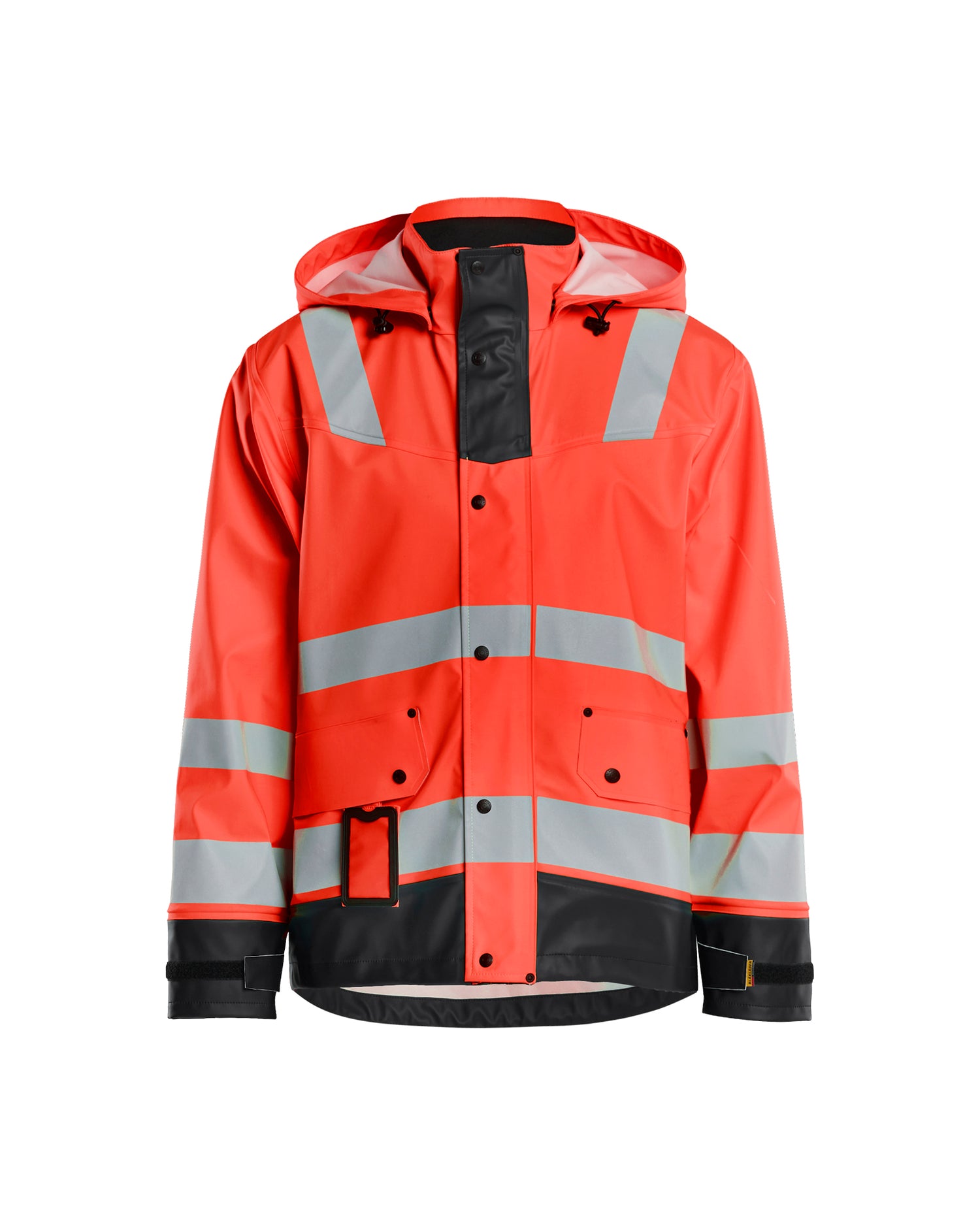 Blåkläder 4302 High Vis Regnjakke Level 2, High Vis Rød/Sort