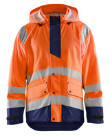 Blåkläder 4323 High Vis Regnjakke Level 1 detalje med firmalogo