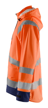 Blåkläder 4323 High Vis Regnjakke Level 1 nærbillede med tryk