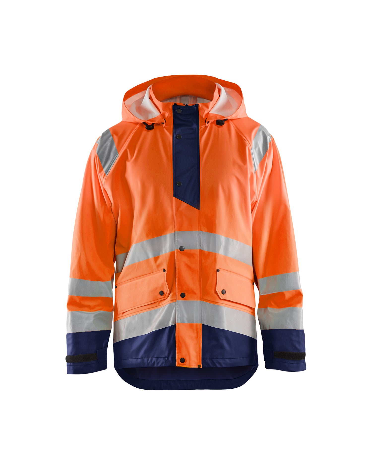 Blåkläder 4323 High Vis Regnjakke Level 1, High Vis Orange/Marineblå