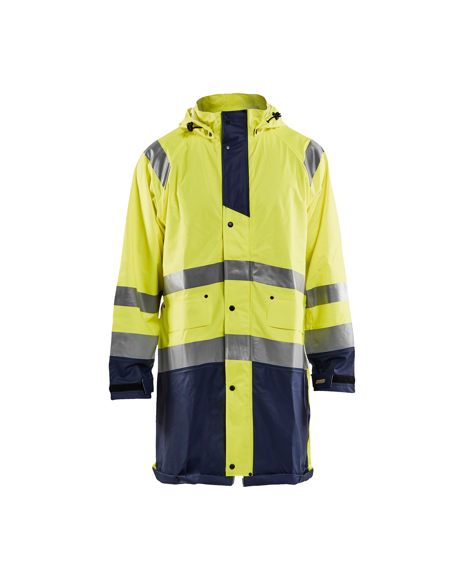 Blåkläder 4324 High Vis Regnjakke Level 1, High Vis Gul/Marineblå