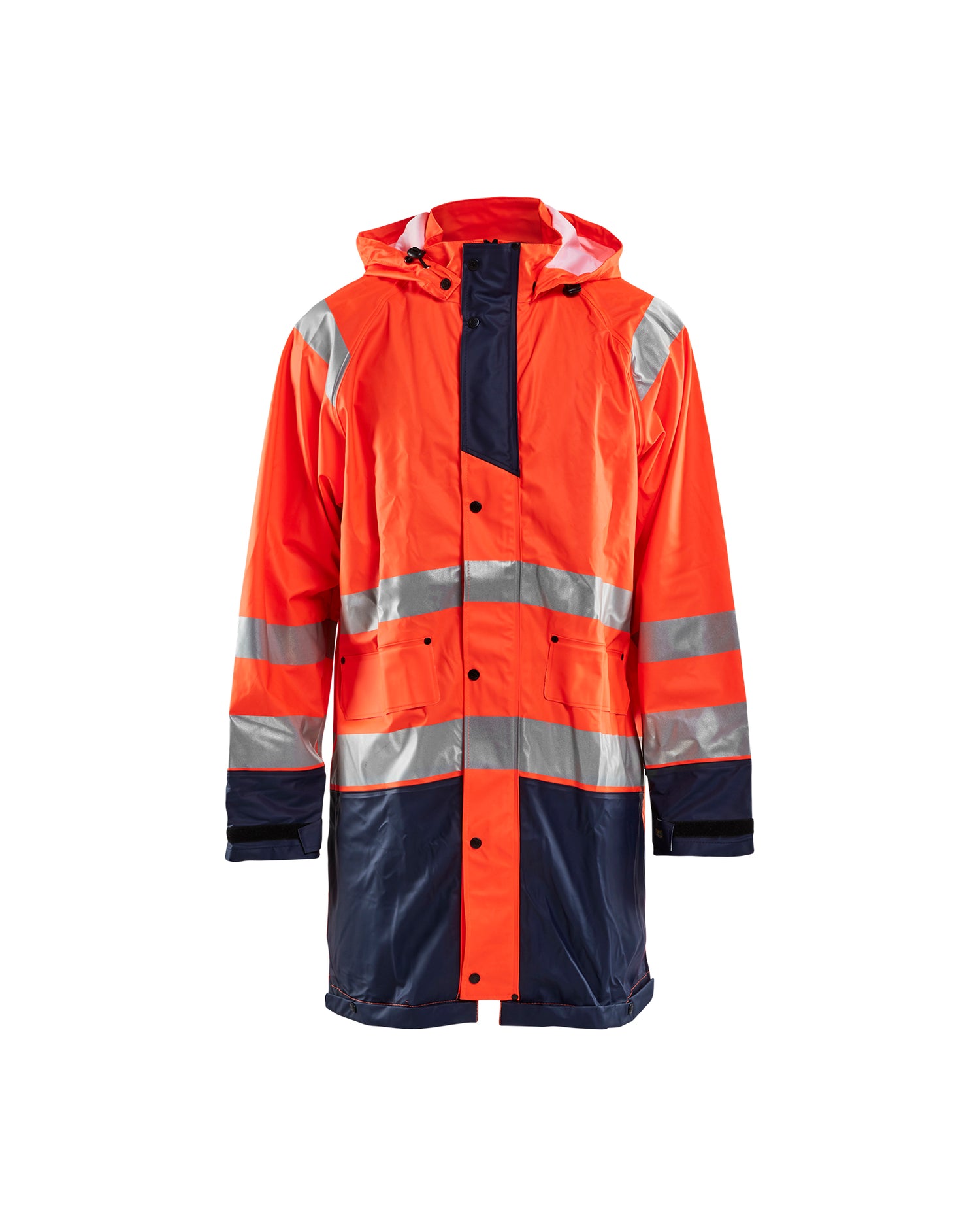 Blåkläder 4324 High Vis Regnjakke Level 1, High Vis Orange/Marineblå