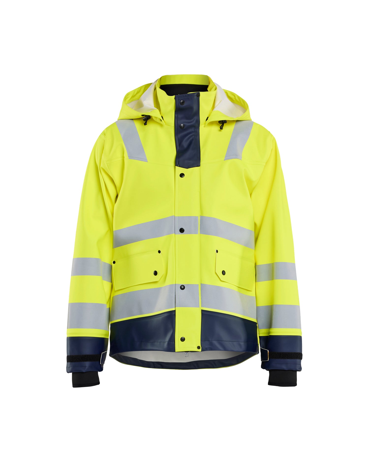 Blåkläder 4327 High Vis Regnjakke Level 3, High Vis Gul/Marineblå