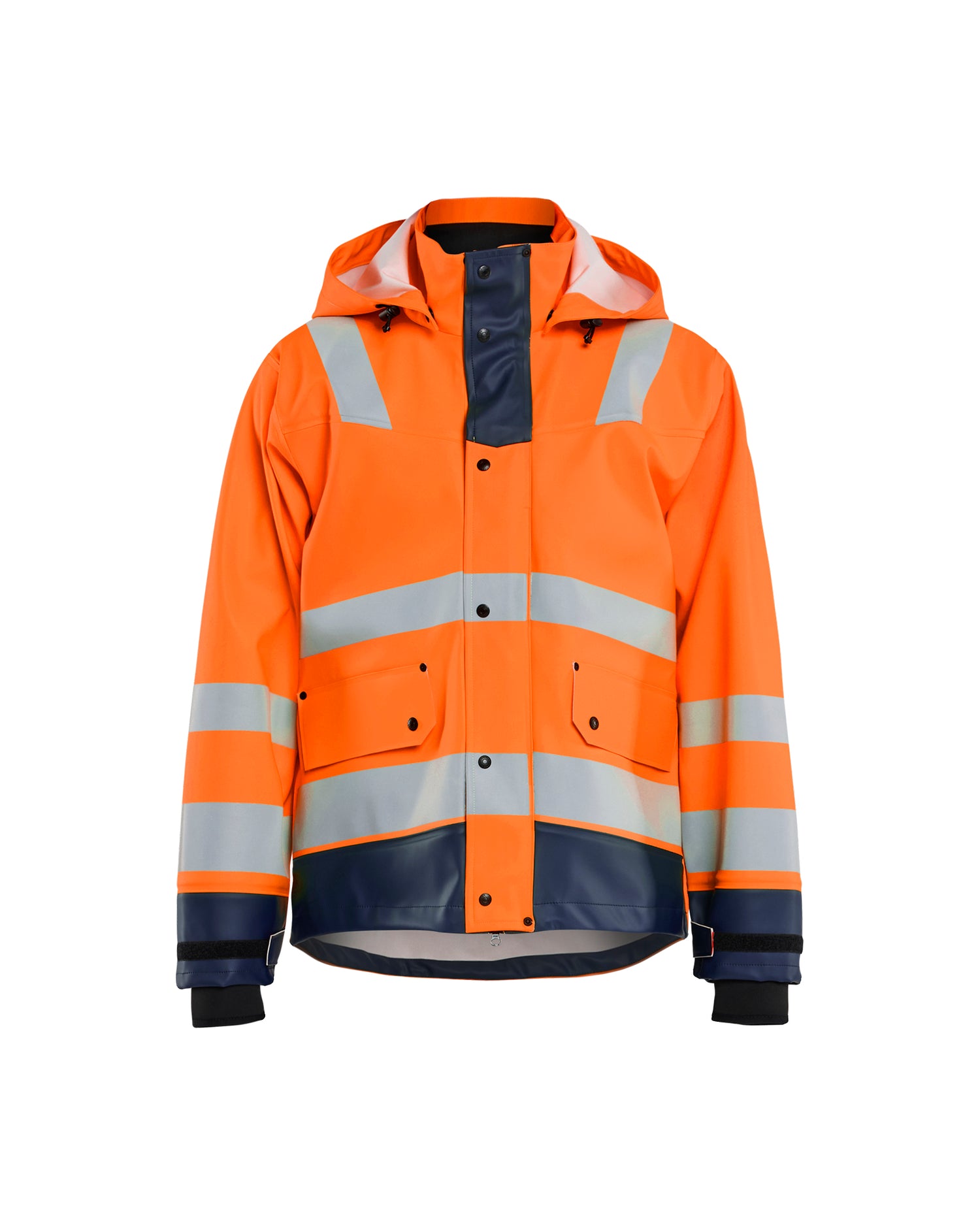 Blåkläder 4327 High Vis Regnjakke Level 3, High Vis Orange/Marineblå