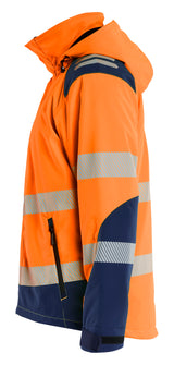 Blåkläder 4400 High Vis Letforet Vinter Softshelljakke nærbillede med tryk