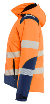 Blåkläder 4401 Dame High Vis Letforet Vinter Softshelljakke nærbillede med tryk