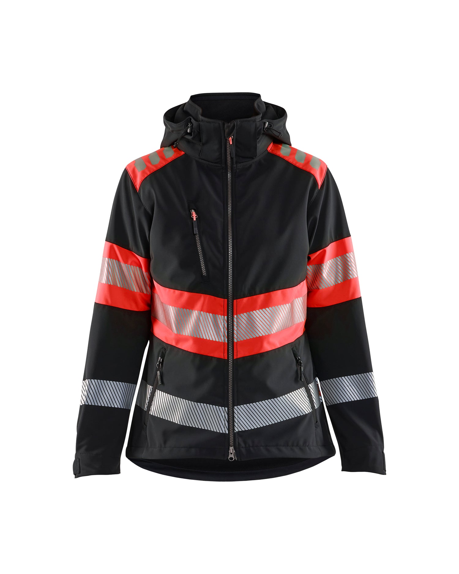 Blåkläder 4404 Dame High Vis Softshell Jakke, Sort/High Vis Rød