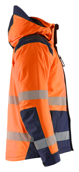 Blåkläder 4455 High Vis Vinterjakke nærbillede med tryk