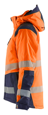 Blåkläder 4456 Dame High Vis Vinterjakke nærbillede med tryk