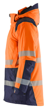 Blåkläder 4457 High Vis Vinterparkajakke nærbillede med tryk