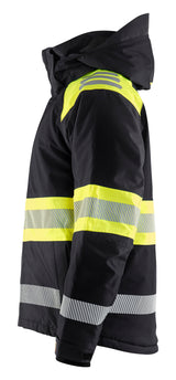 Blåkläder 4480 High Vis Vinterjakke nærbillede med tryk