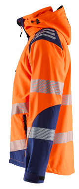 Blåkläder 4491 High Vis Softshelljakke nærbillede med tryk