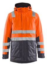 Blåkläder 4495 High Vis Vinterparkajakke nærbillede med tryk