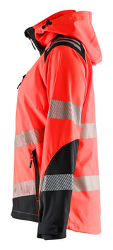 Blåkläder 4791 Dame High Vis Softshelljakke nærbillede med tryk