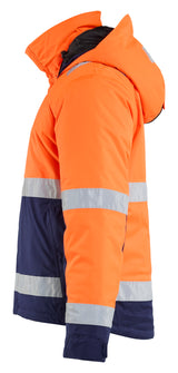 Blåkläder 4870 High Vis Vinterjakke nærbillede med tryk