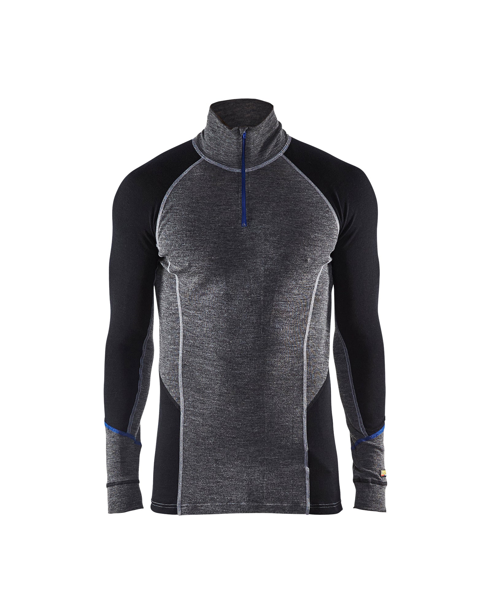 Blåkläder 4899 Undertrøje Merinould Half Zip Warm, Mellemgrå/Sort