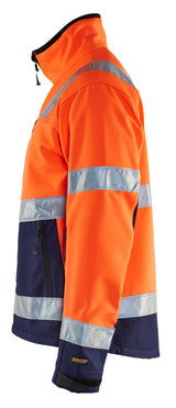 Blåkläder 4900 High Vis Softshell Jakke nærbillede med tryk