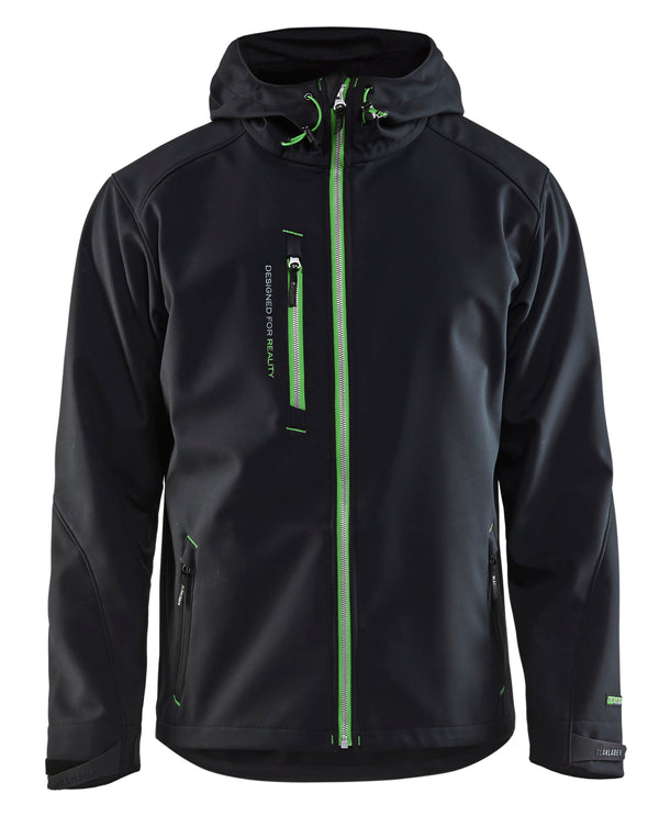 Blåkläder 4949 Softshell Jakke med hætte med tryk eller logo – arbejdstøj og firmatøj