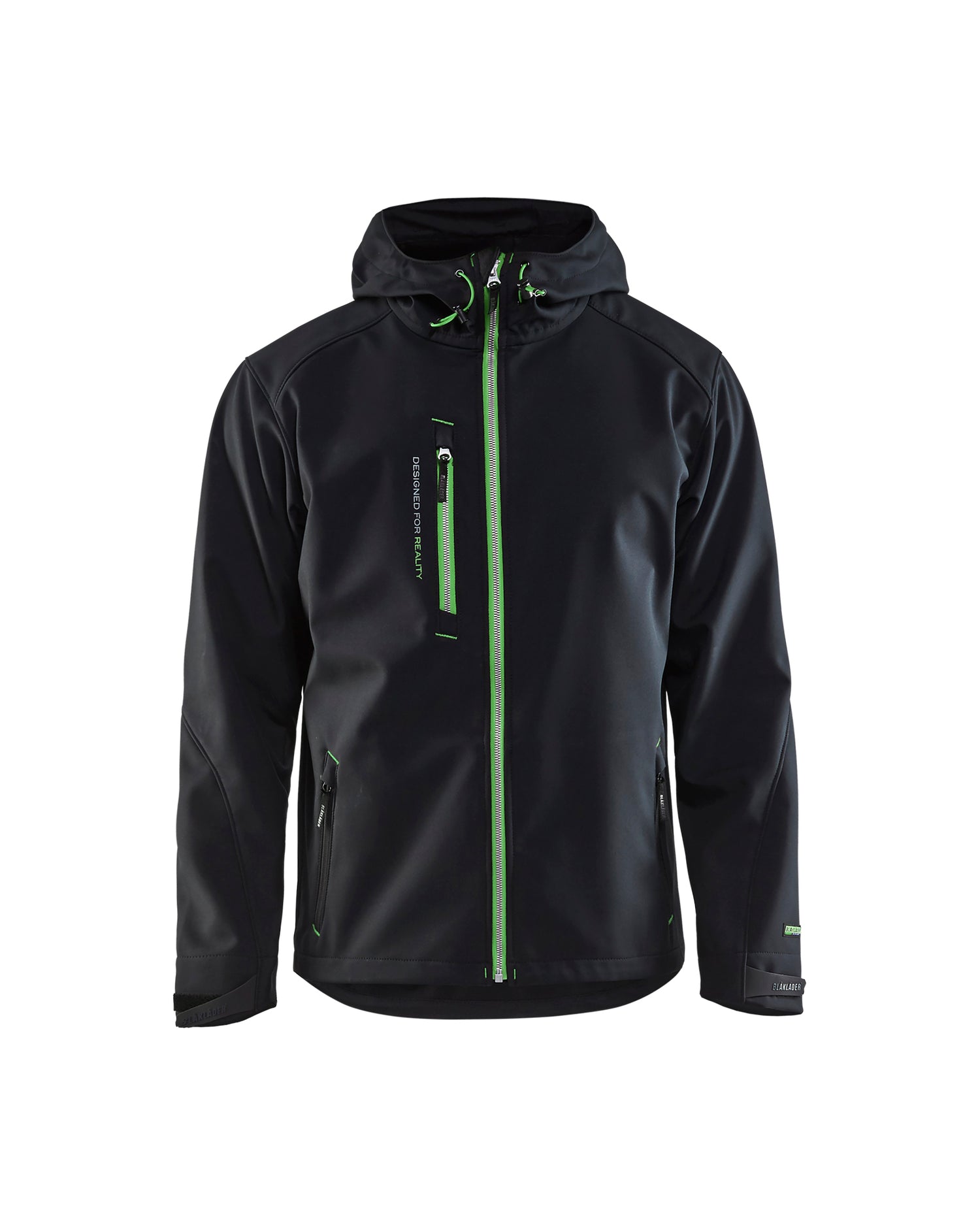 Blåkläder 4949 Softshell Jakke med hætte, Sort/Grøn