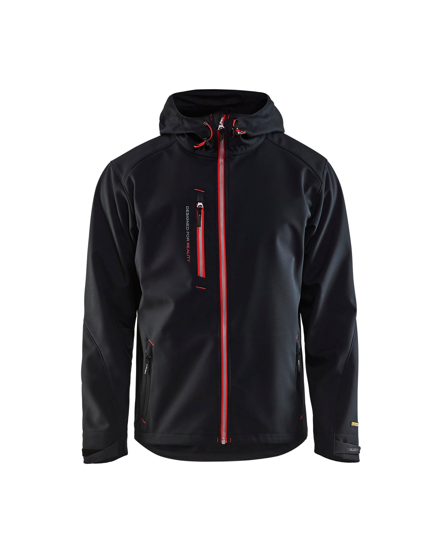 Blåkläder 4949 Softshell Jakke med hætte, Sort/Rød