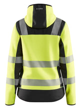 Blåkläder 4967 Dame High Vis Strikket Softshell Jakke nærbillede med logo