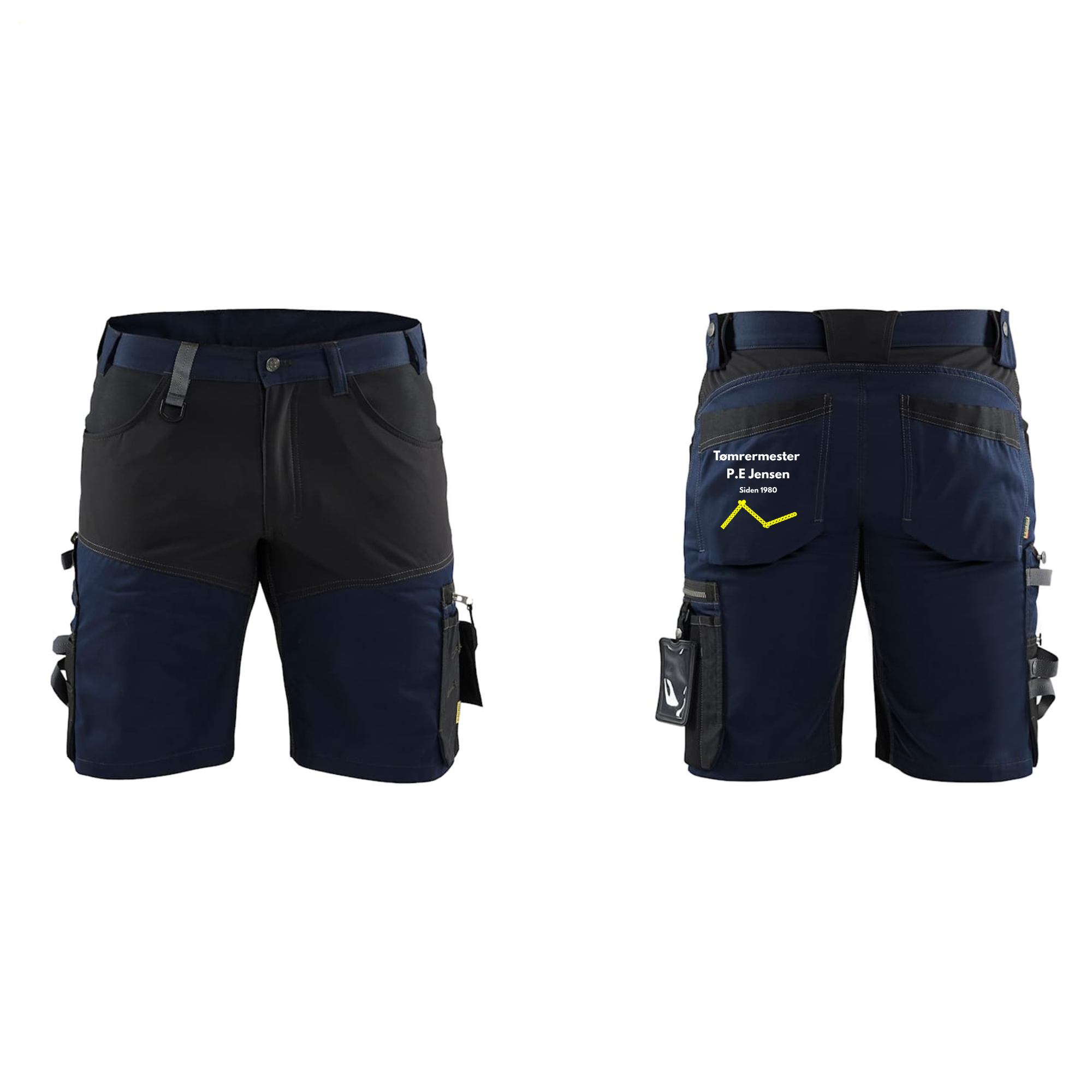 PE Jensens Blåkläder 1798 Håndværker shorts med stretch med tryk eller logo – arbejdstøj og firmatøj