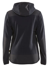 Blåkläder 5941 Dame Strikket Jakke med softshell nærbillede med logo