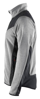 Blåkläder 5942 Strikket Jakke med Softshell nærbillede med tryk