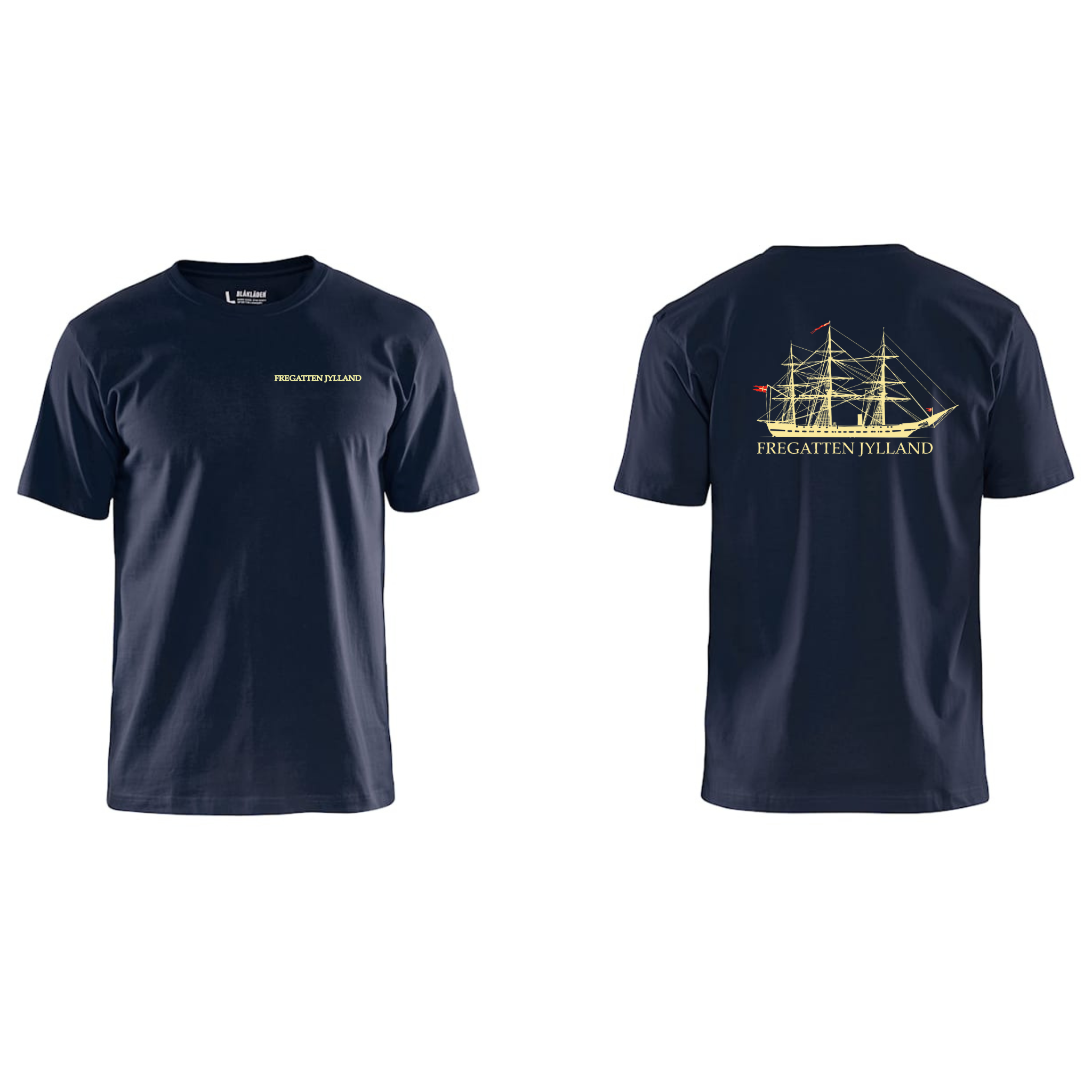 Fregatten Jyllands Blåkläder 3300 T-shirt m/bryst og ryglogo med tryk eller logo – arbejdstøj og firmatøj
