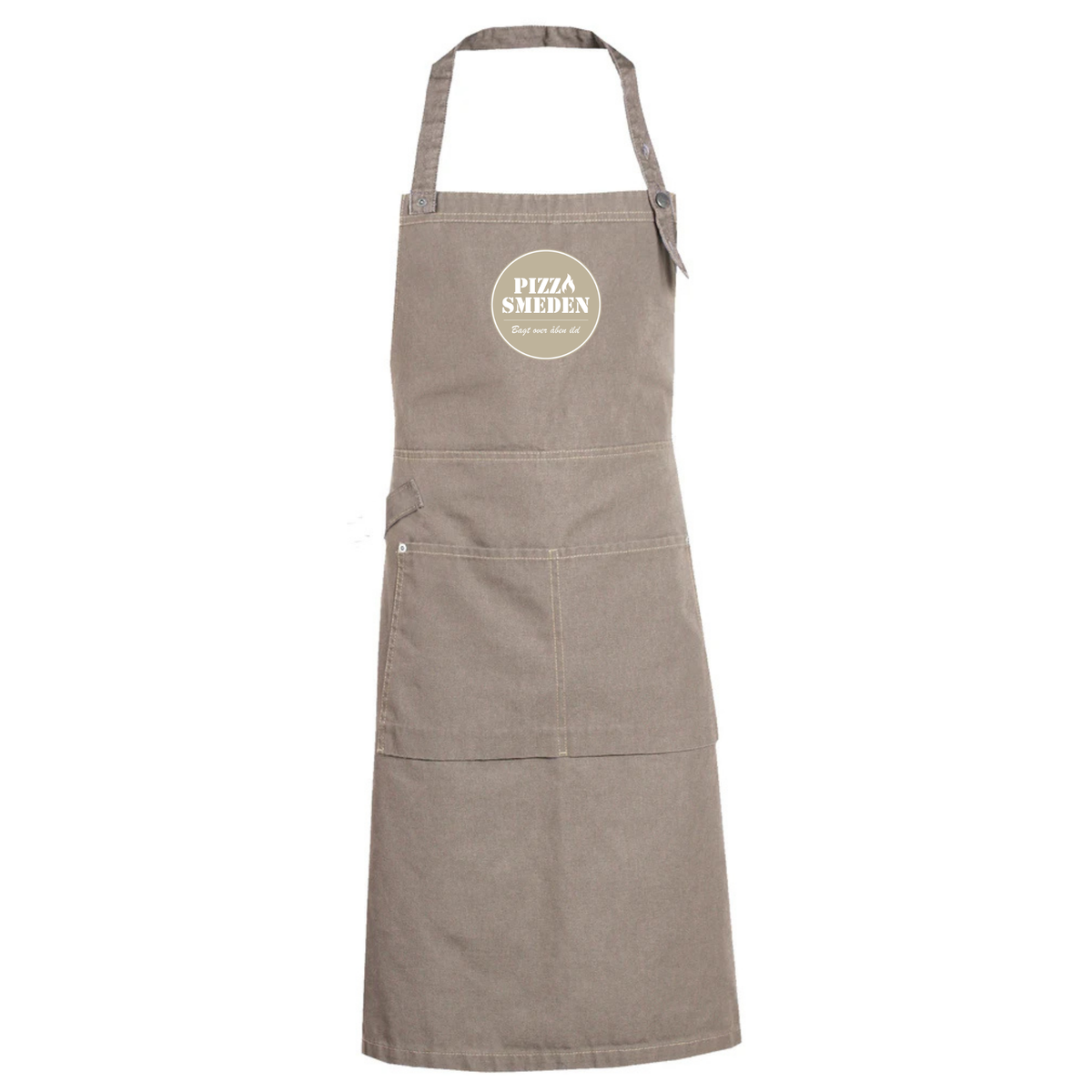 Pizzasmedens NYBO Workwear 610081 Kuskeforklæde, Khaki, m/tryk