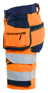 Blåkläder 7020 Dame High Vis Shorts 4-vejs Stretch nærbillede med tryk