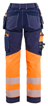 Blåkläder 7196 Dame High Vis Buks med Stretch nærbillede med logo