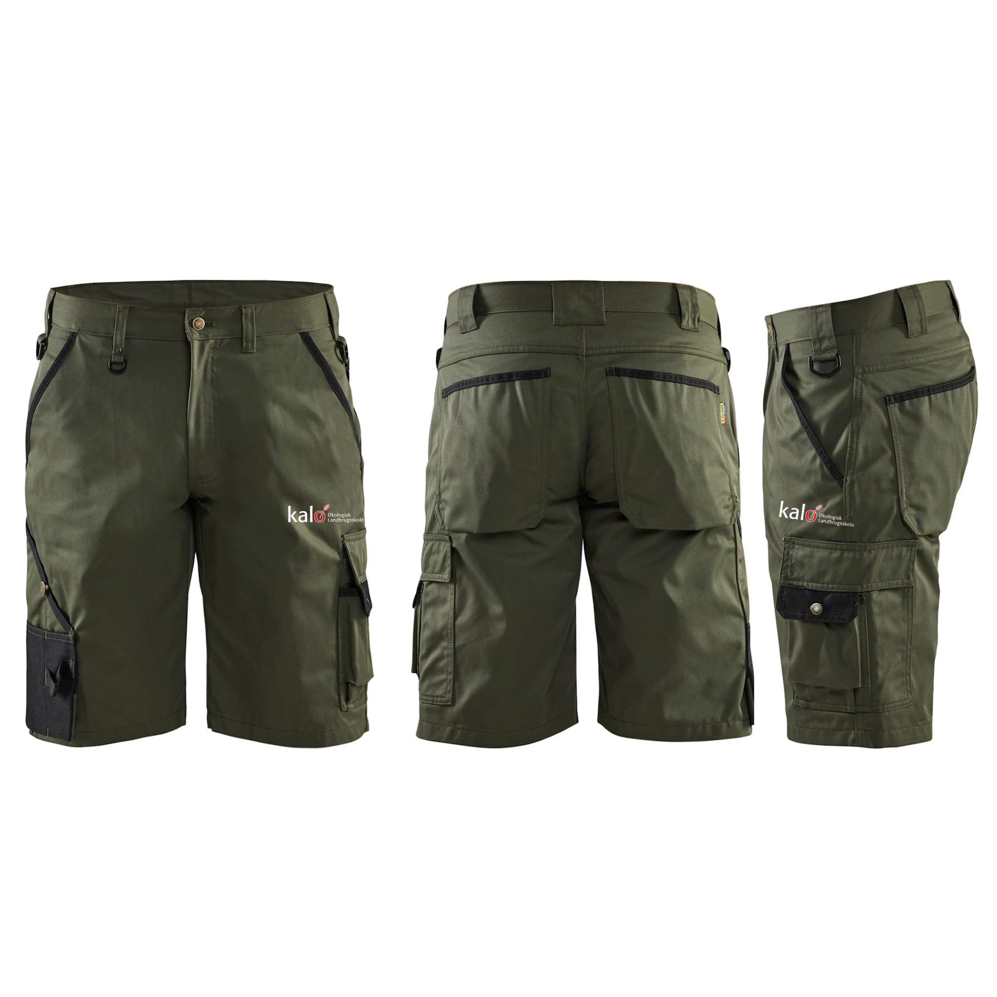 Kalø Landbrugsskoles Blåkläder 1464 Garden Shorts, Armygrøn m/front logo med tryk eller logo – arbejdstøj og firmatøj