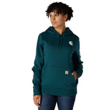 Carhartt 102791 Iconic Clarksburg Logo Sweatshirt Dame nærbillede med logo
