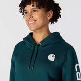 Carhartt 102791 Iconic Clarksburg Logo Sweatshirt Dame detalje med firmalogo
