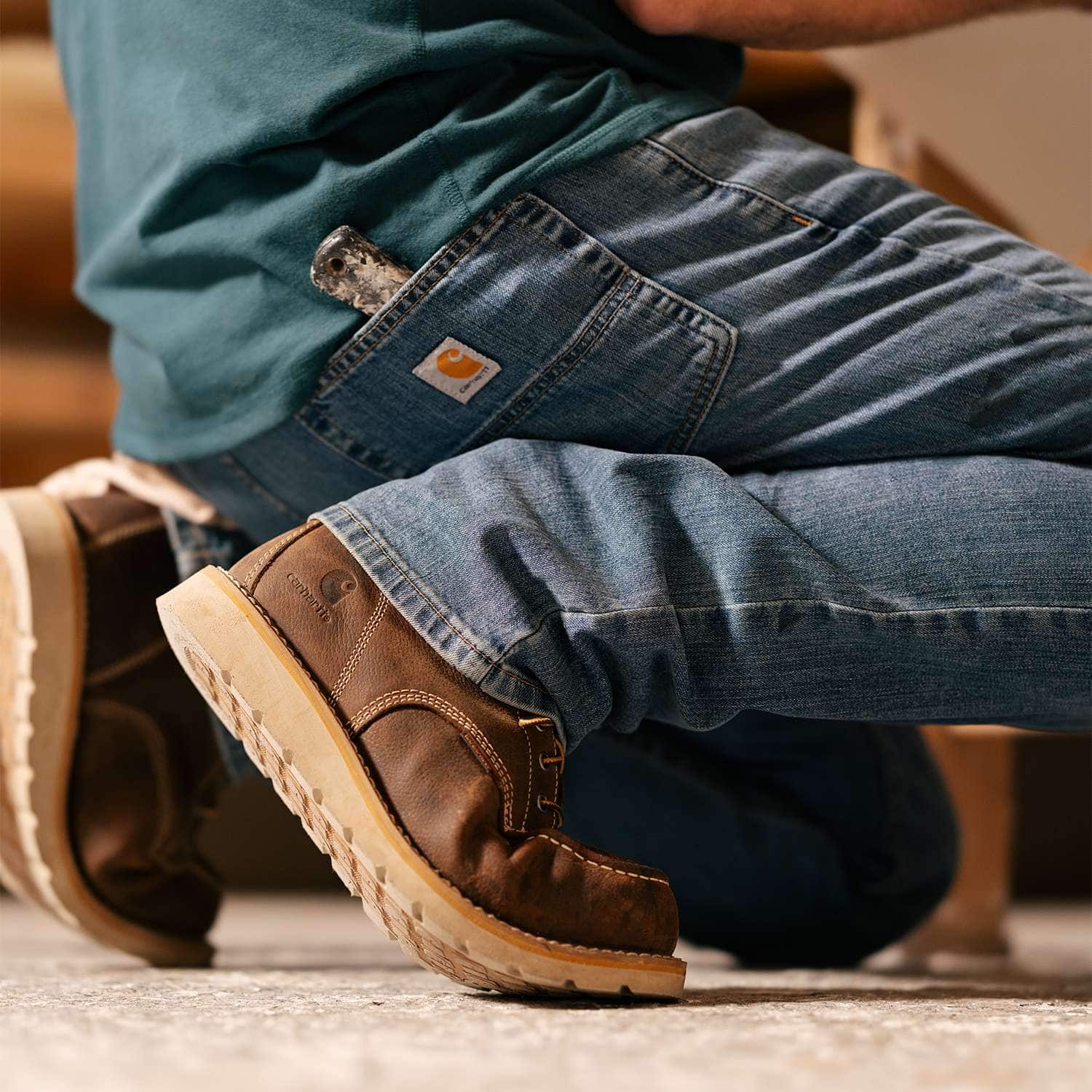 Carhartt 102807 Rugged Flex Straight Tapered Jeans materiale til broderi