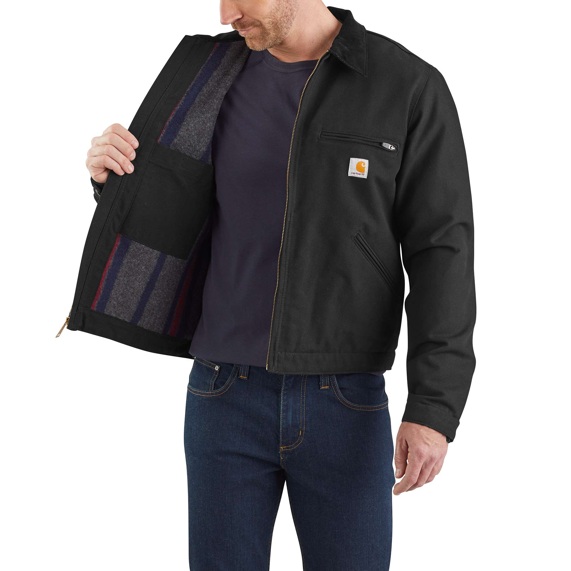 Carhartt 103828 Duck Detroit Jakke nærbillede med logo