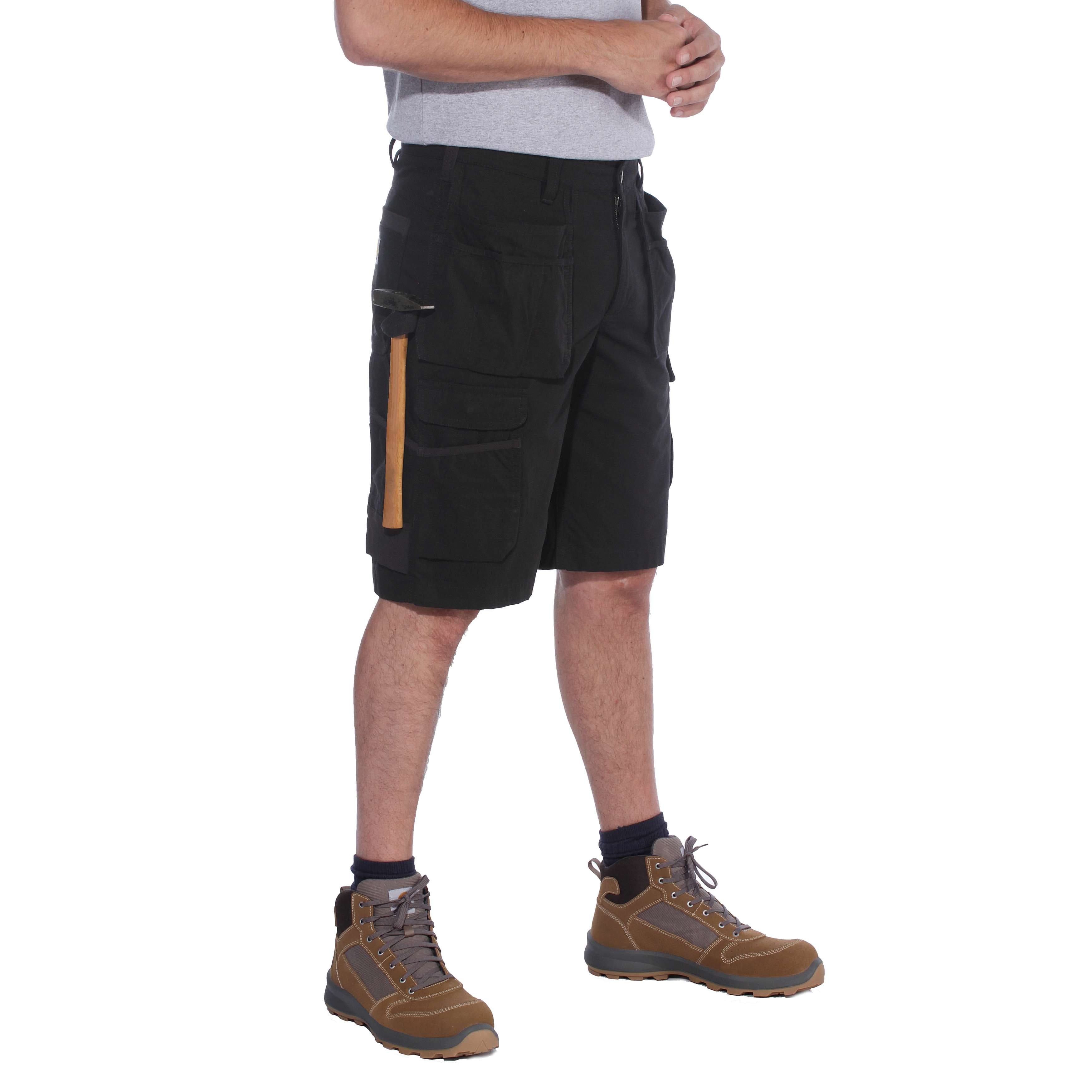 Carhartt 104201 Steel Multipocket Shorts nærbillede med logo