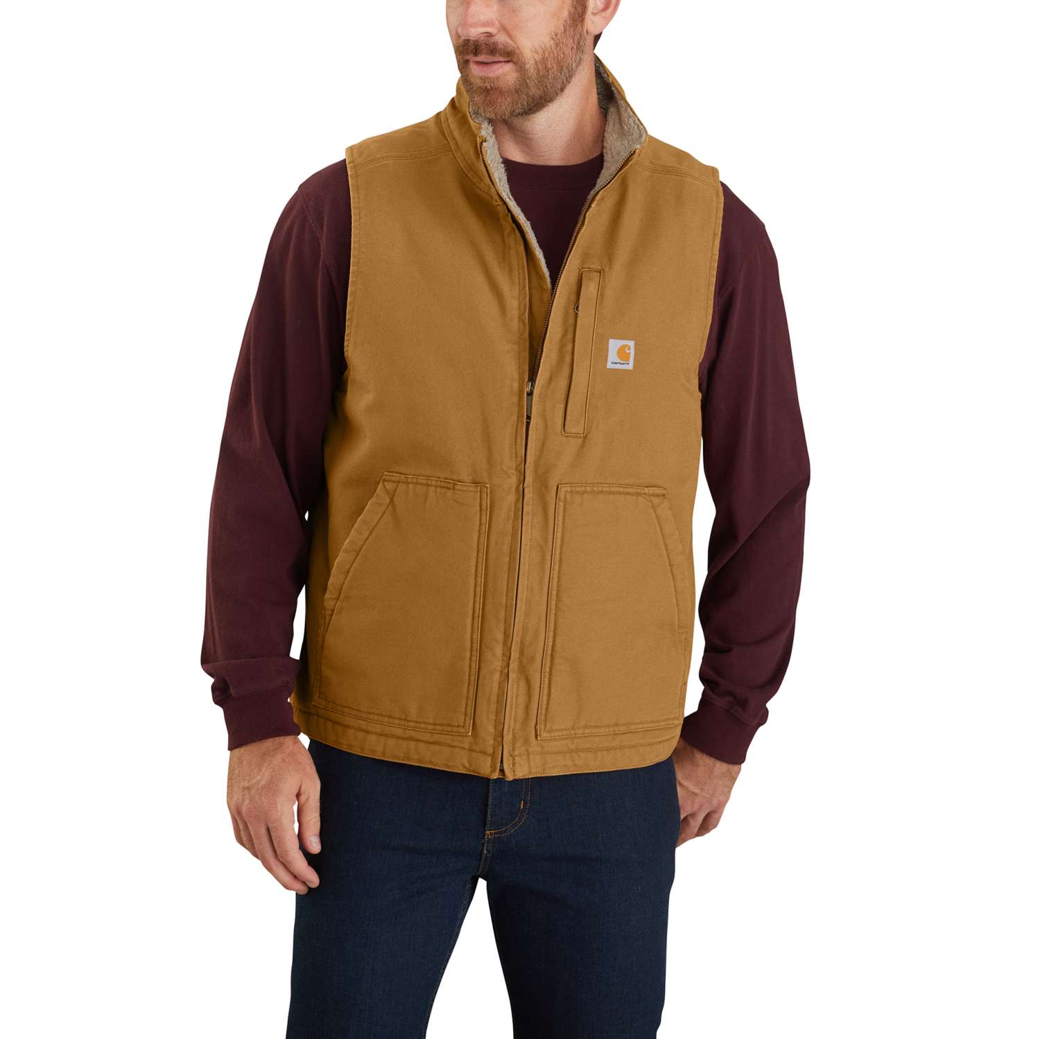 Carhartt 104277 Washed Duck Lined Mock Neck Vest