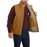 Carhartt 104277 Washed Duck Lined Mock Neck Vest nærbillede med logo