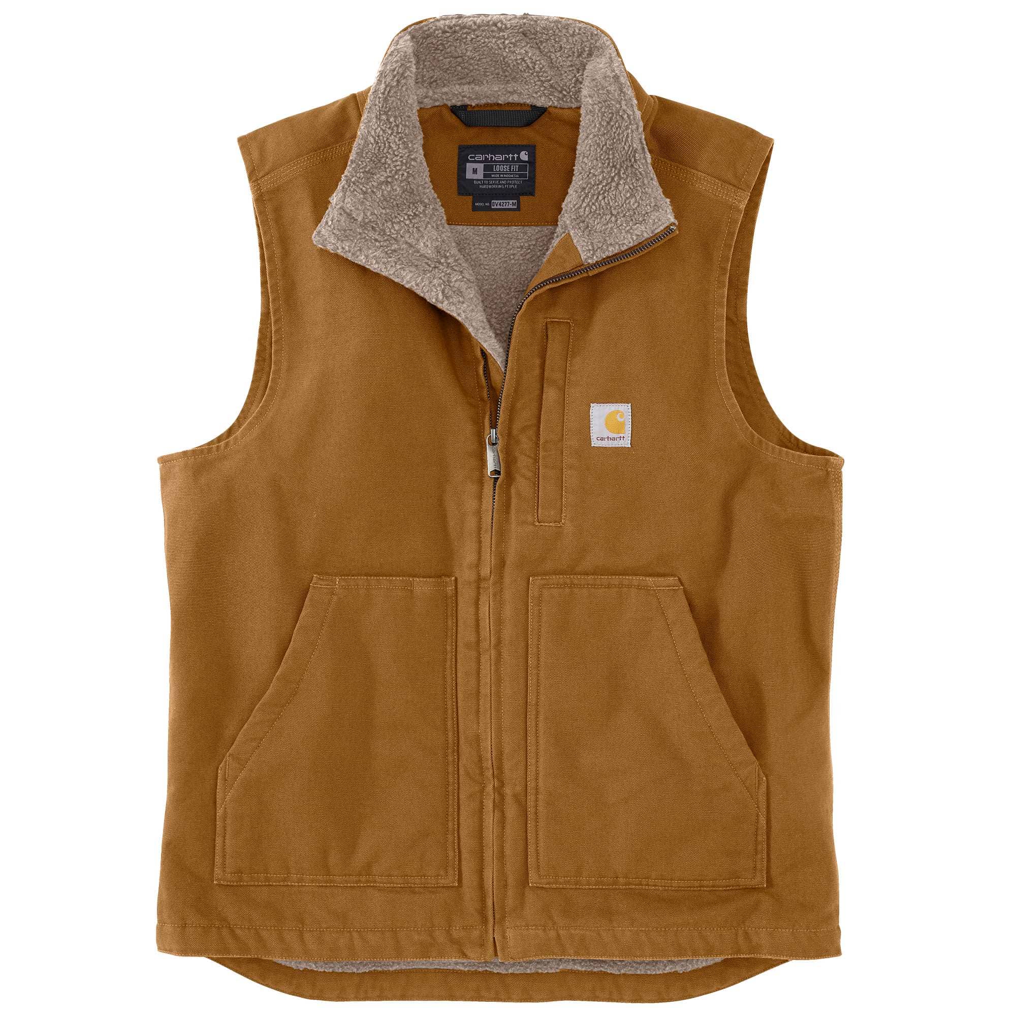 Carhartt 104277 Washed Duck Lined Mock Neck Vest materiale med firmalogo
