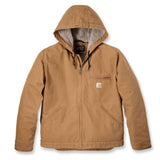 Carhartt 104392 Washed Duck Sherpa Lined Jakke detalje med firmalogo