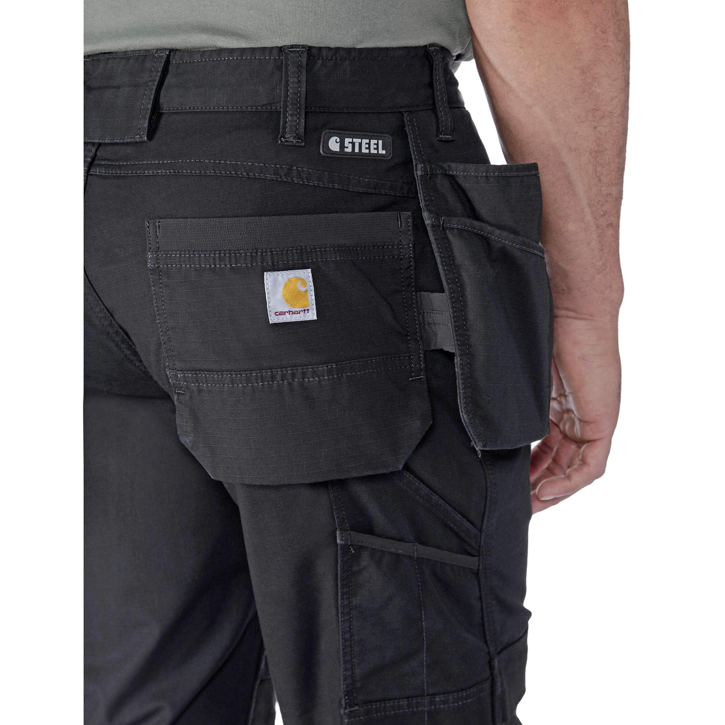 Carhartt 105070 Relaxed Straight Steel Rugged Flex™ Ripstop Double-Front Cargo Buks produktbillede med tryk