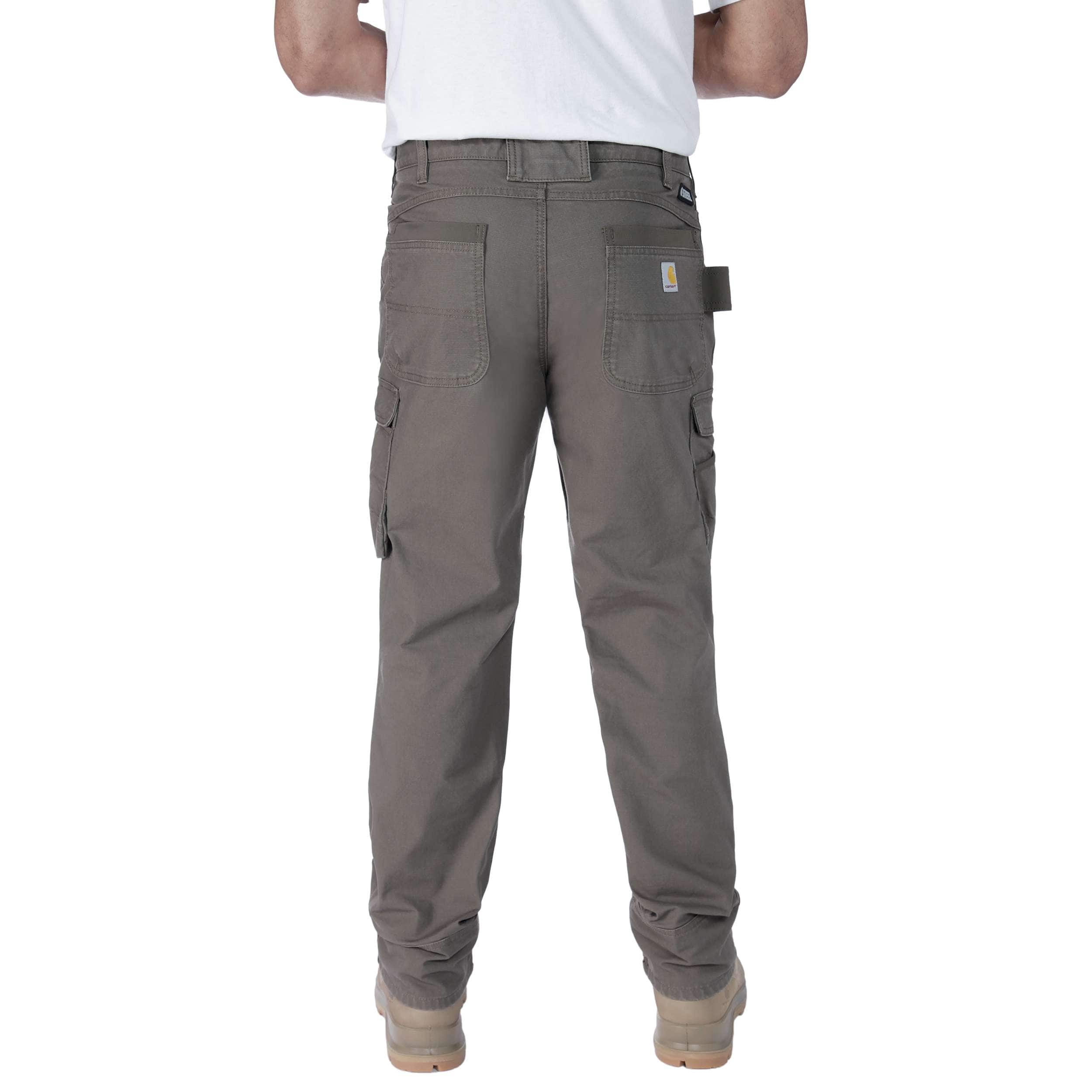 Carhartt 105072 Relaxed Straight Steel Rugged Flex™ Ripstop Double-Front Cargo Buks detalje med firmalogo