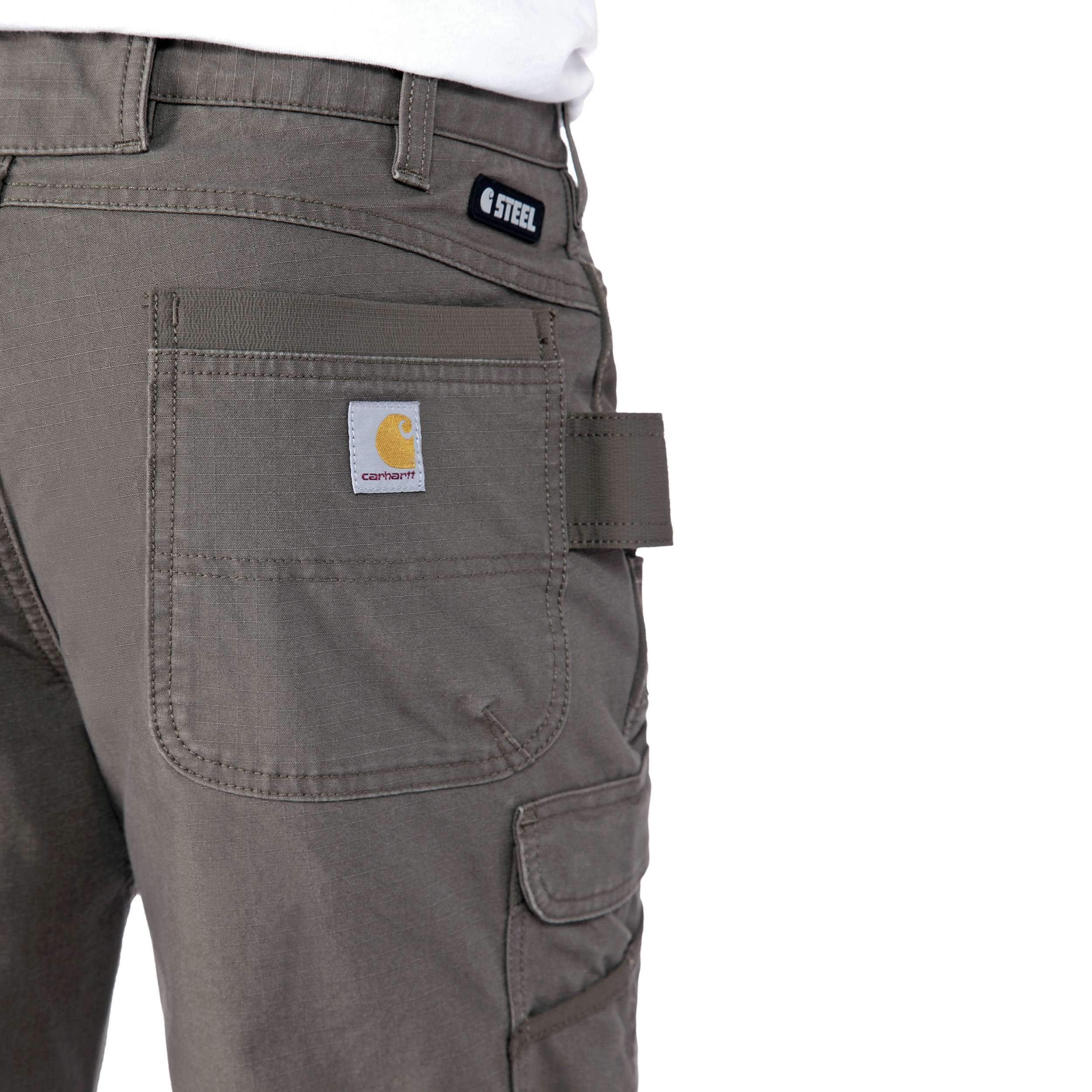 Carhartt 105072 Relaxed Straight Steel Rugged Flex™ Ripstop Double-Front Cargo Buks materiale med logo