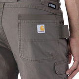 Carhartt 105072 Relaxed Straight Steel Rugged Flex™ Ripstop Double-Front Cargo Buks nærbillede med tryk