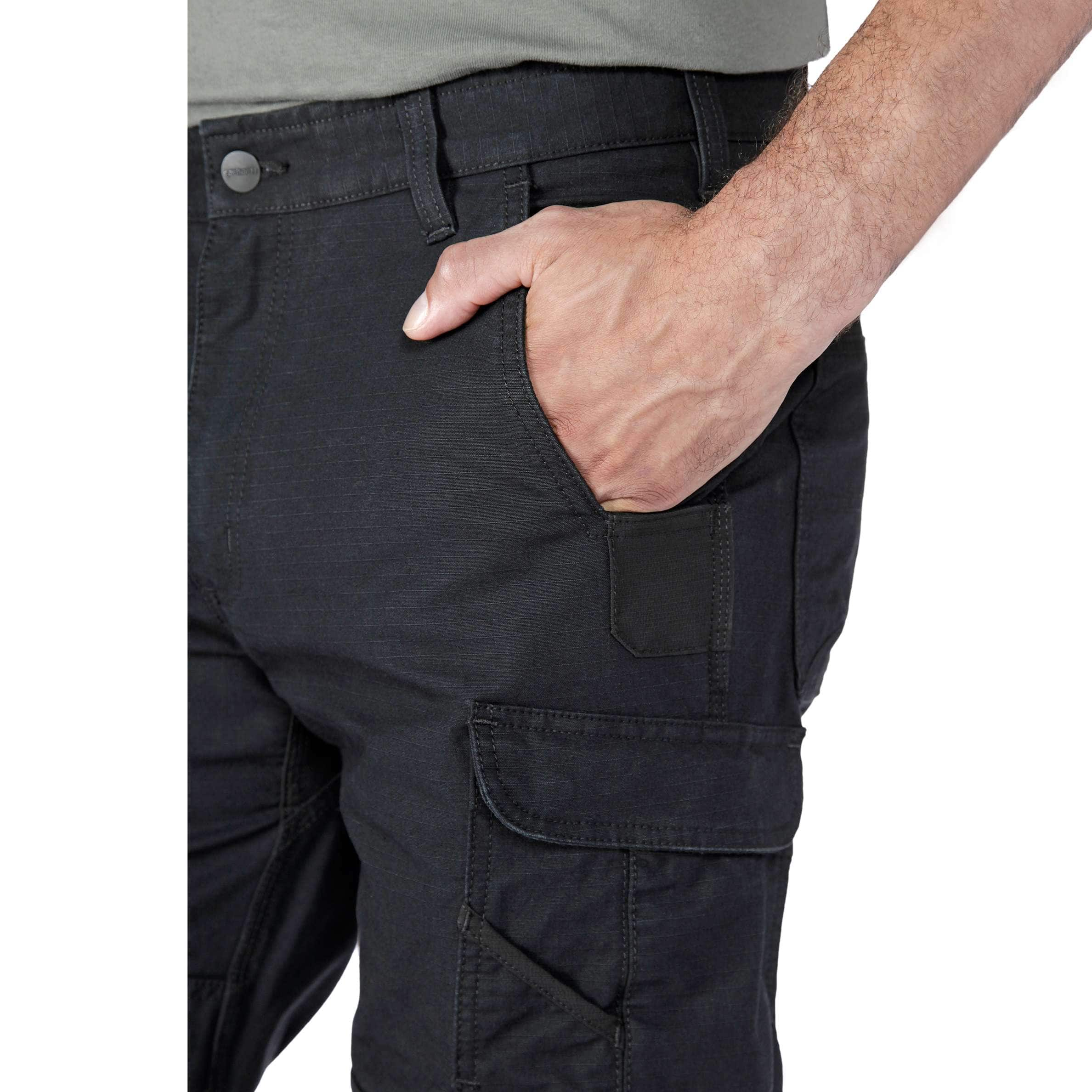 Carhartt 105072 Relaxed Straight Steel Rugged Flex™ Ripstop Double-Front Cargo Buks nærbillede til broderi