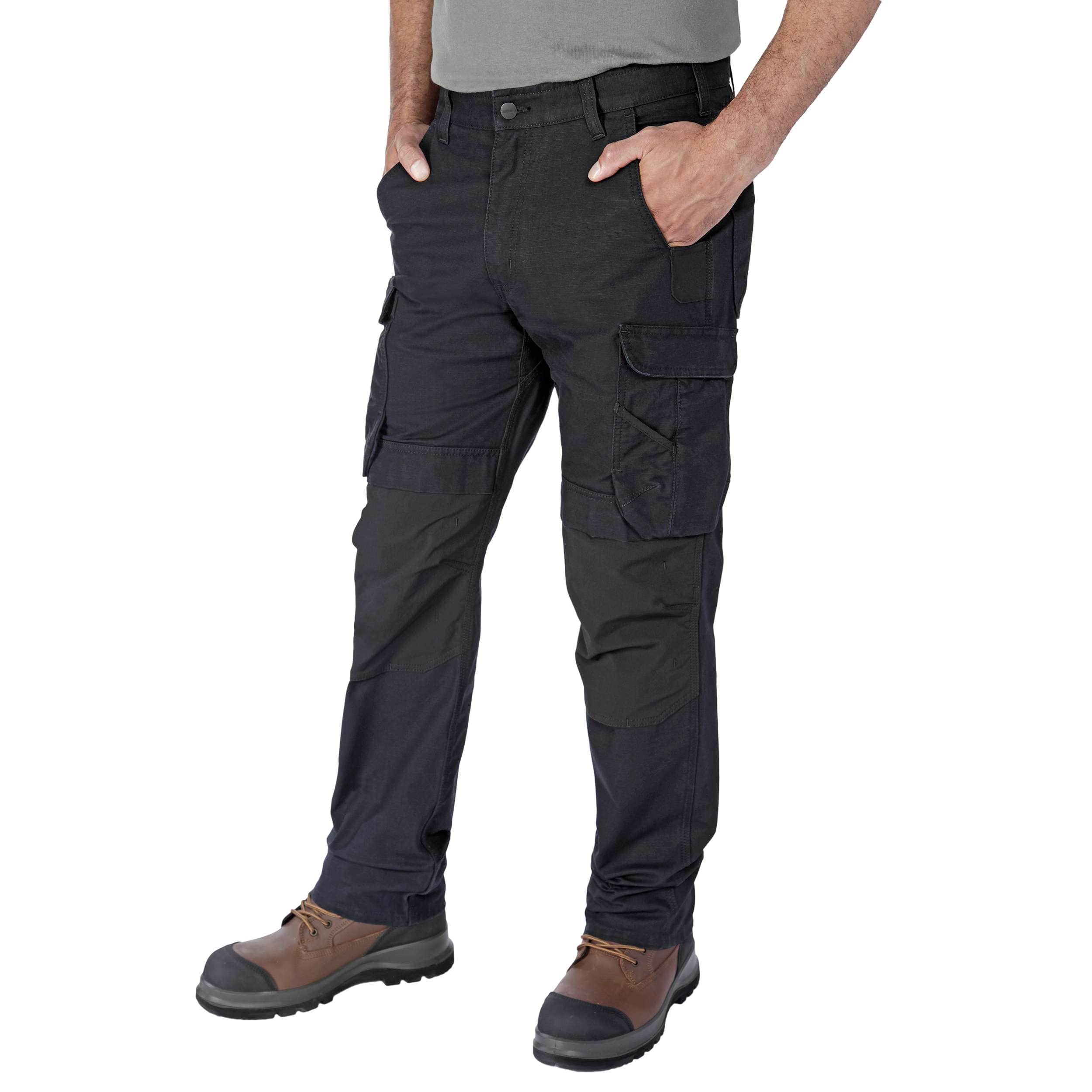 Carhartt 105072 Relaxed Straight Steel Rugged Flex™ Ripstop Double-Front Cargo Buks detalje med logo