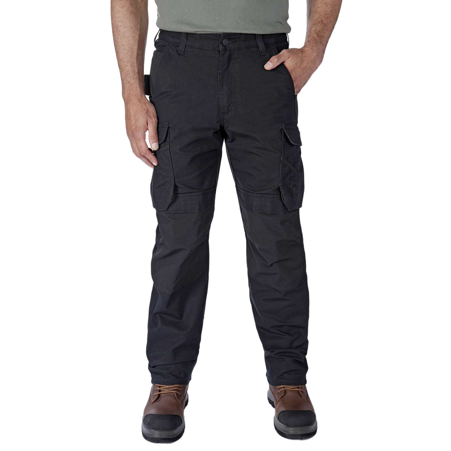 Carhartt 105072 Relaxed Straight Steel Rugged Flex™ Ripstop Double-Front Cargo Buks produktbillede til broderi
