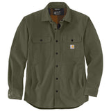 Carhartt 105419 Canvas Fleece-Lined Skjorte Jakke nærbillede med logo